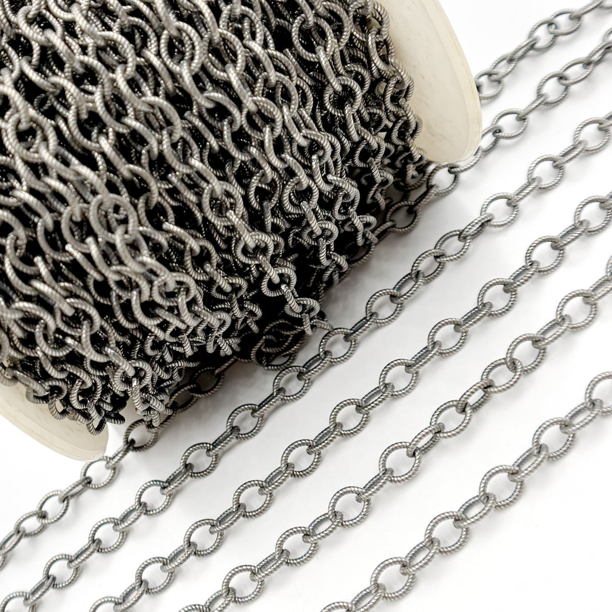 Oxidized Sterling Silver Twisted Oval Link Chain