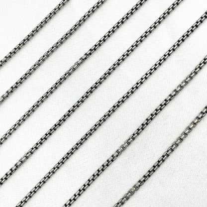 Oxidized Sterling Silver Round Box Chain