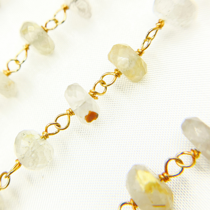 Golden Rutile Gold Plated 925 Sterling Silver Wire Chain.