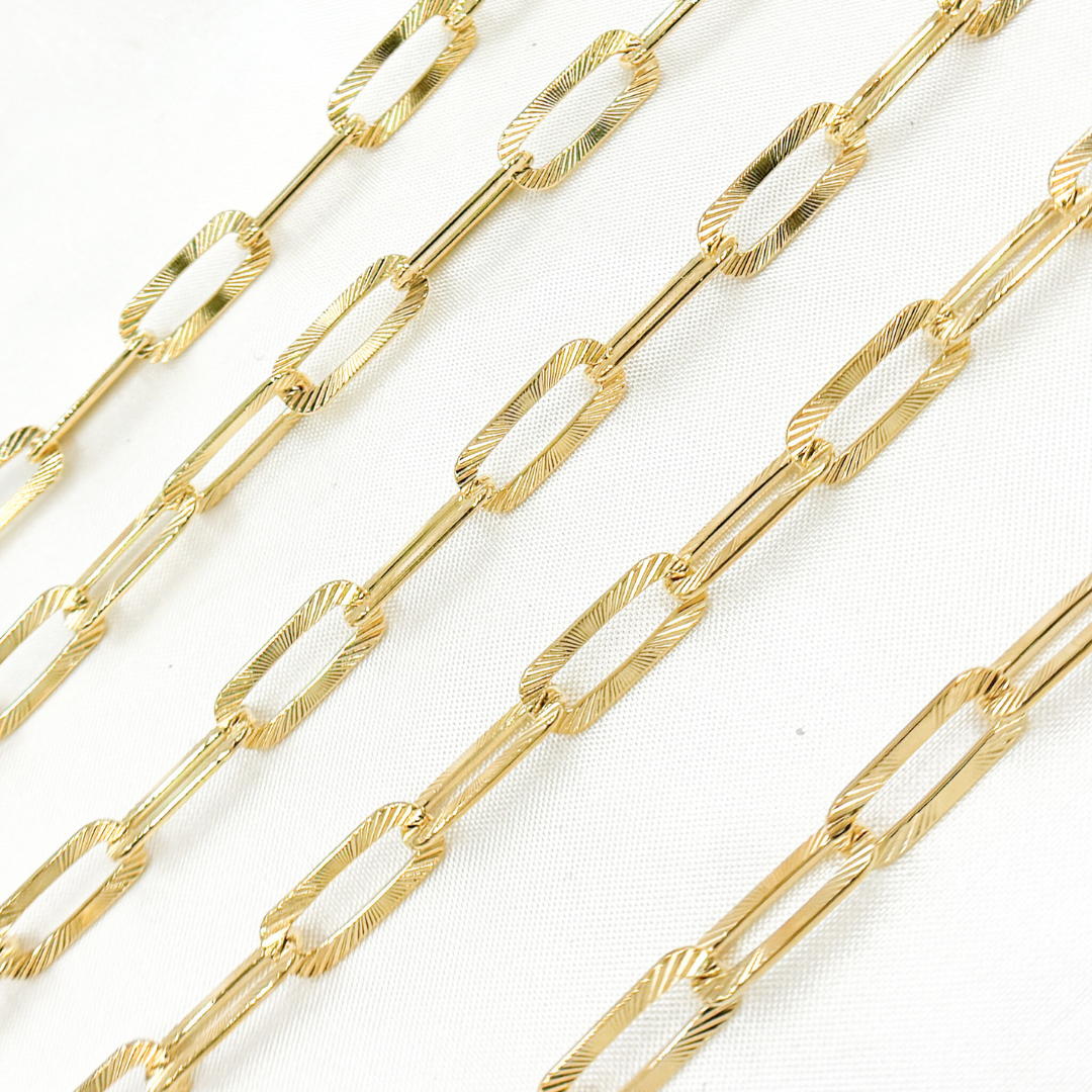 Gold Plated Sterling Silver Textured Paperclip Chain