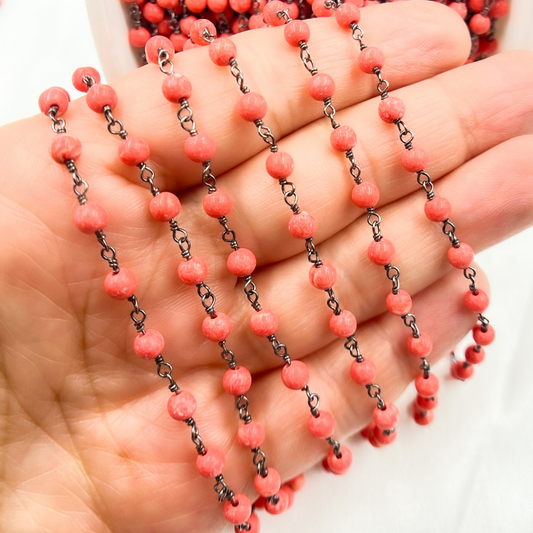 Red Coral Wire Wrap Chain