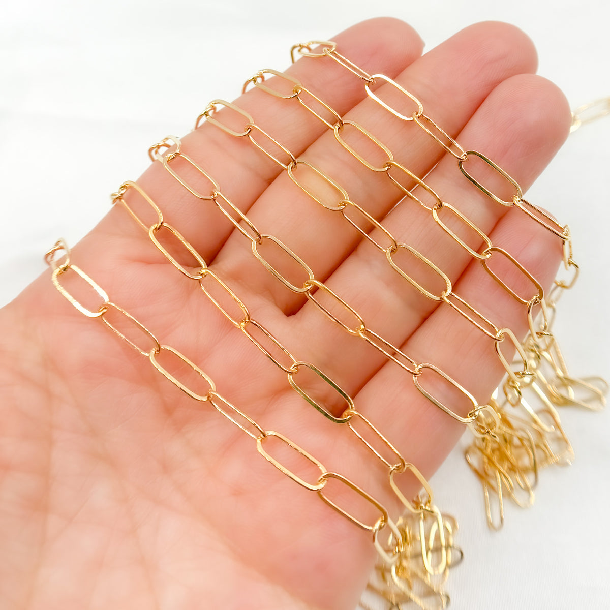 14K Gold Filled Flat Paperclip Link Chain