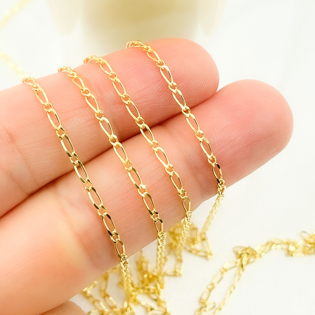 040GA1T2byFt. 14k Solid Yellow Gold Short & Long Link Chain by Foot