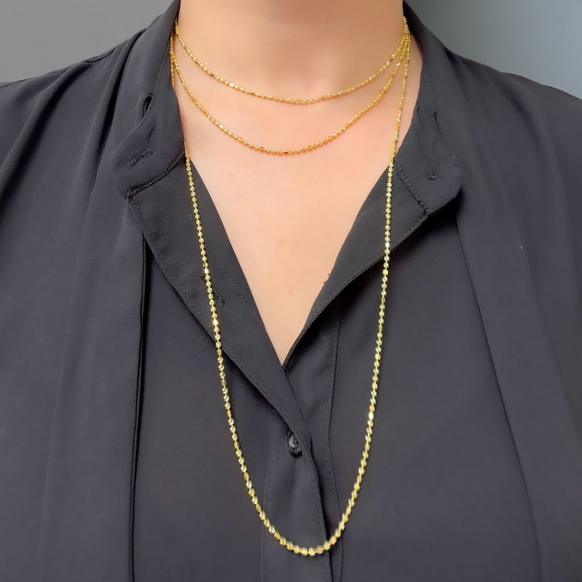  Gold Plated Sterling Silver Tube and Ball Necklace