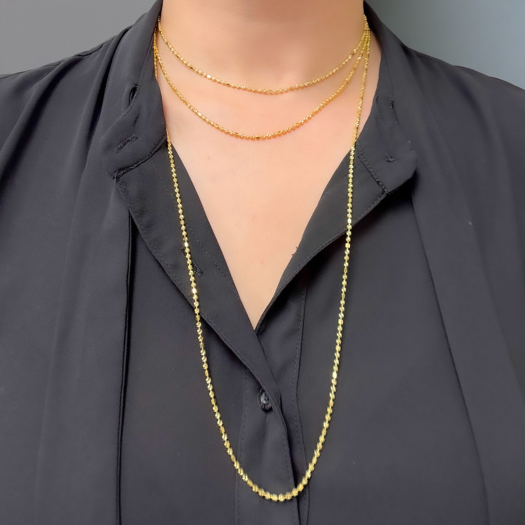  Gold Plated Sterling Silver Tube and Ball Necklace