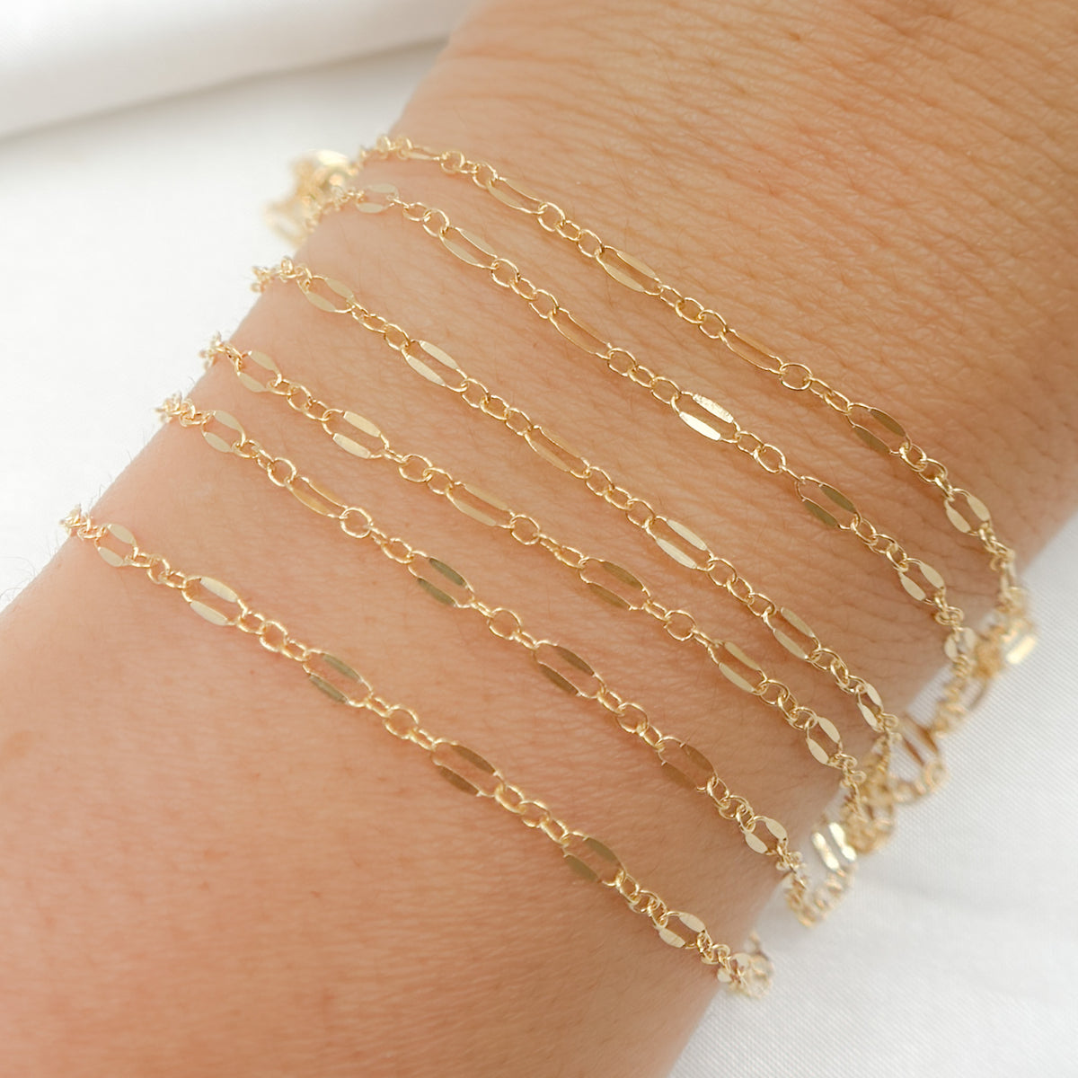 14K Gold-Filled Flat Marina and Cable Links Chain