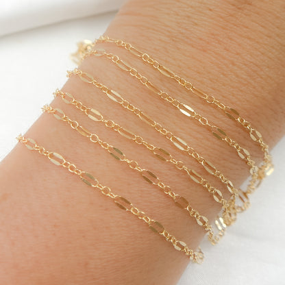 14K Gold-Filled Flat Marina and Cable Links Chain