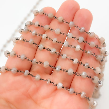 Coated Peach Moonstone Wire Chain