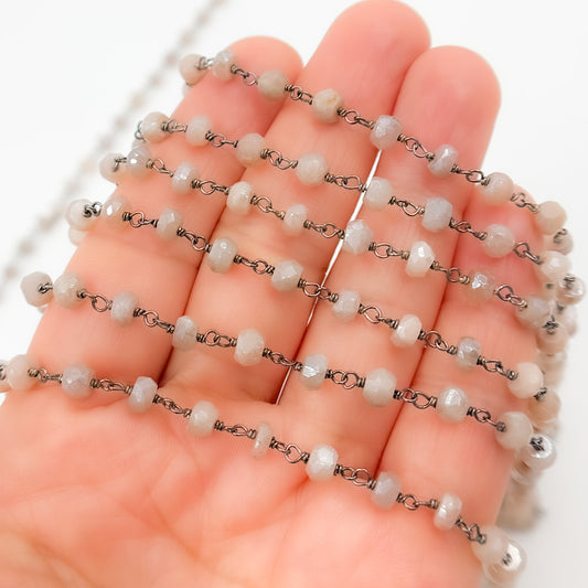 Coated Peach Moonstone Wire Chain