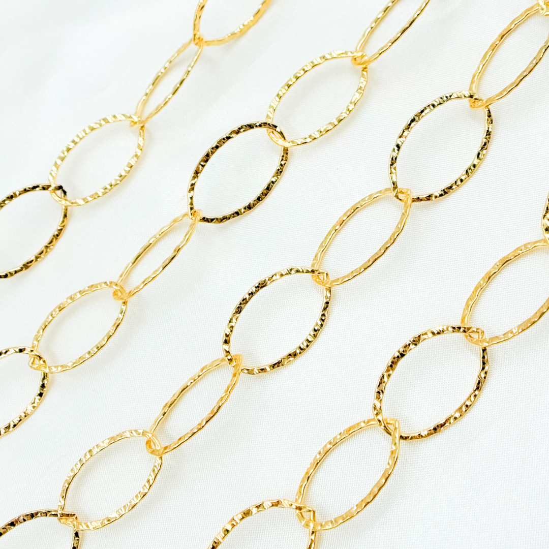 14k Gold Filled Hammered Oval Link Chain. 674KGF