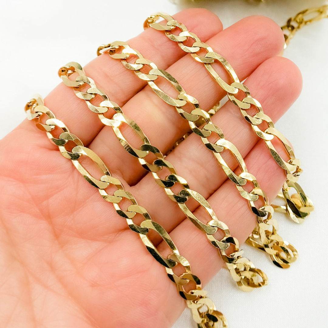 Gold Plated 925 Sterling Silver Flat Figaro Chain
