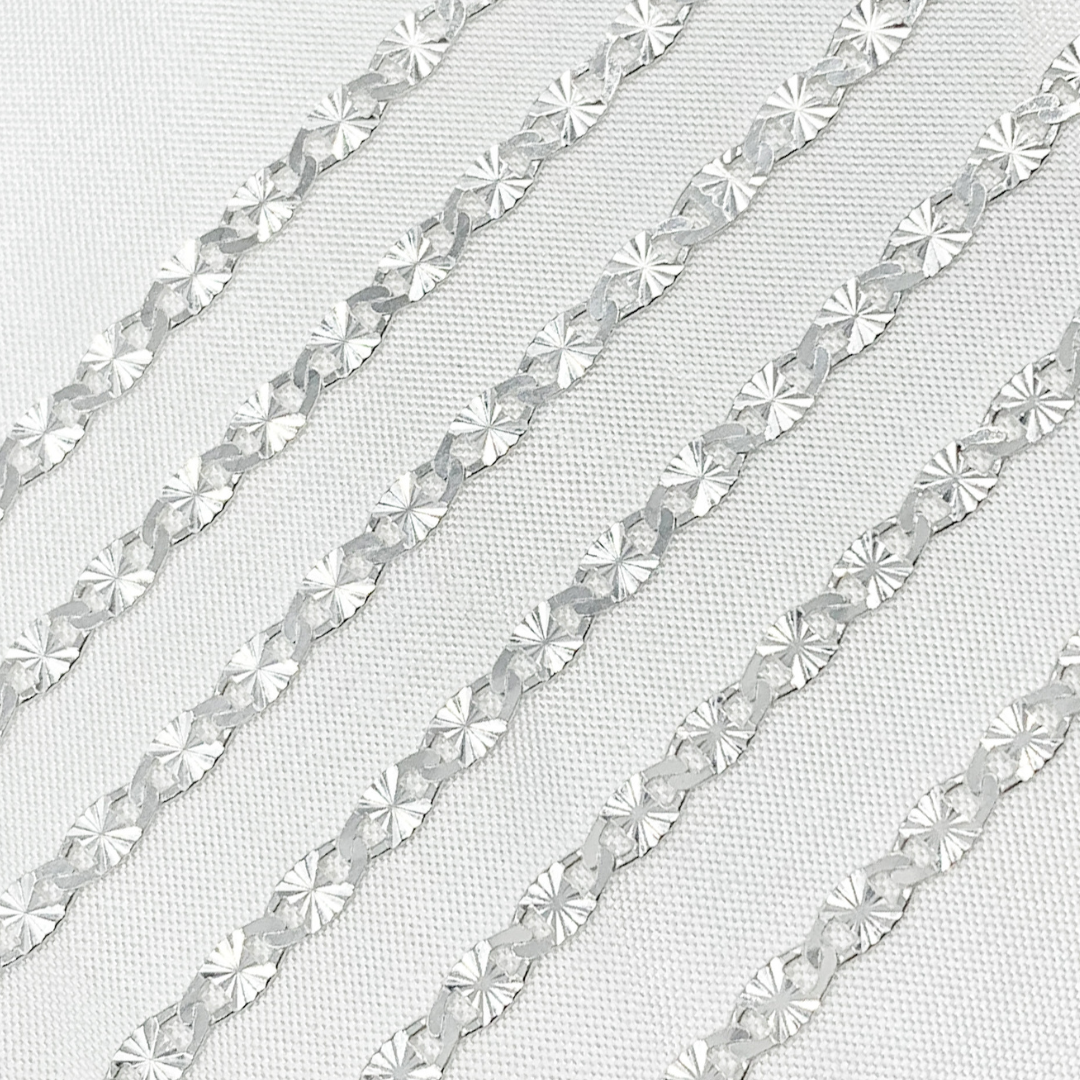 925 Sterling Silver Diamond Cut Mariner Link Chain.