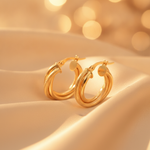 Load image into Gallery viewer, 15850006741. 14K Solid Gold Smooth and Textured Twisted Triple Hollow Hoop Earrings