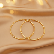 GER167. 14K Solid Gold Hollow Smooth Hoop
