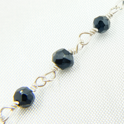 Black Spinel Sterling Silver Wire Chain