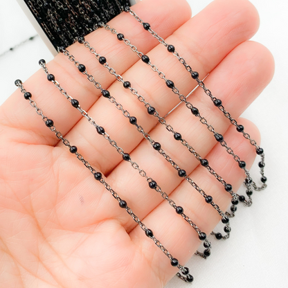 Sterling Silver Black Color Enamel Chain