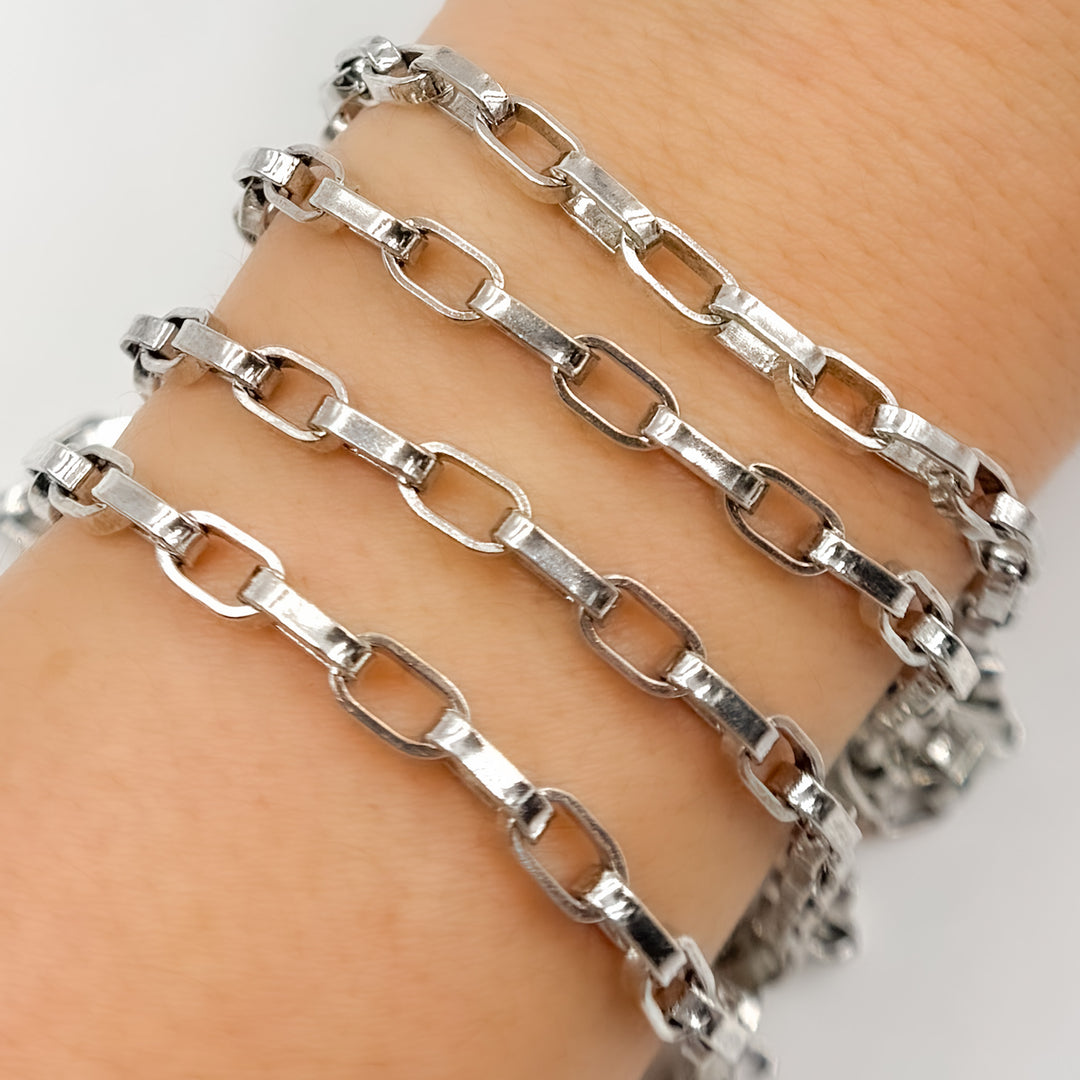 Oxidized Sterling Silver Flat Oval Link Chain
