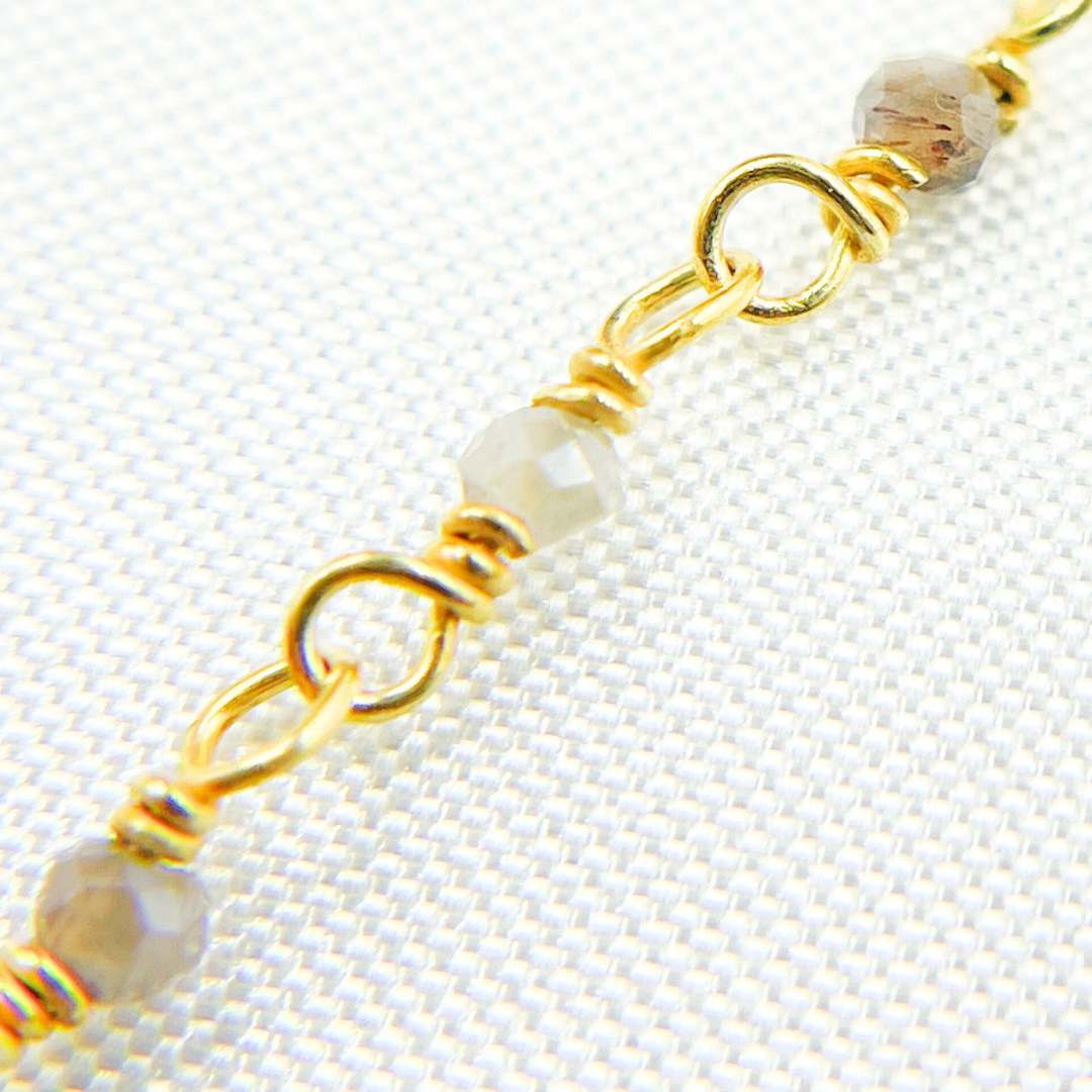 Coated Red Quartz Gold Plated Wire Chain