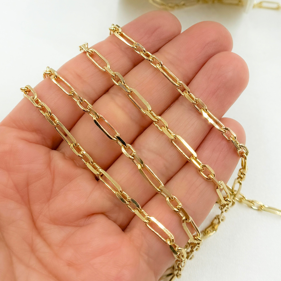 Gold Plated 925 Sterling Silver Diamond Cut Paperclip Link Chain