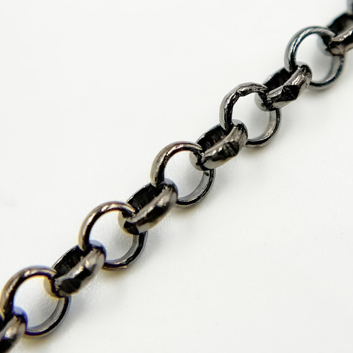 Black Rhodium Sterling Silver Rolo Link Chain