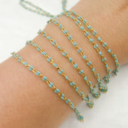Gold Plated Enamel Sterling Silver Turquoise Enamel Chain