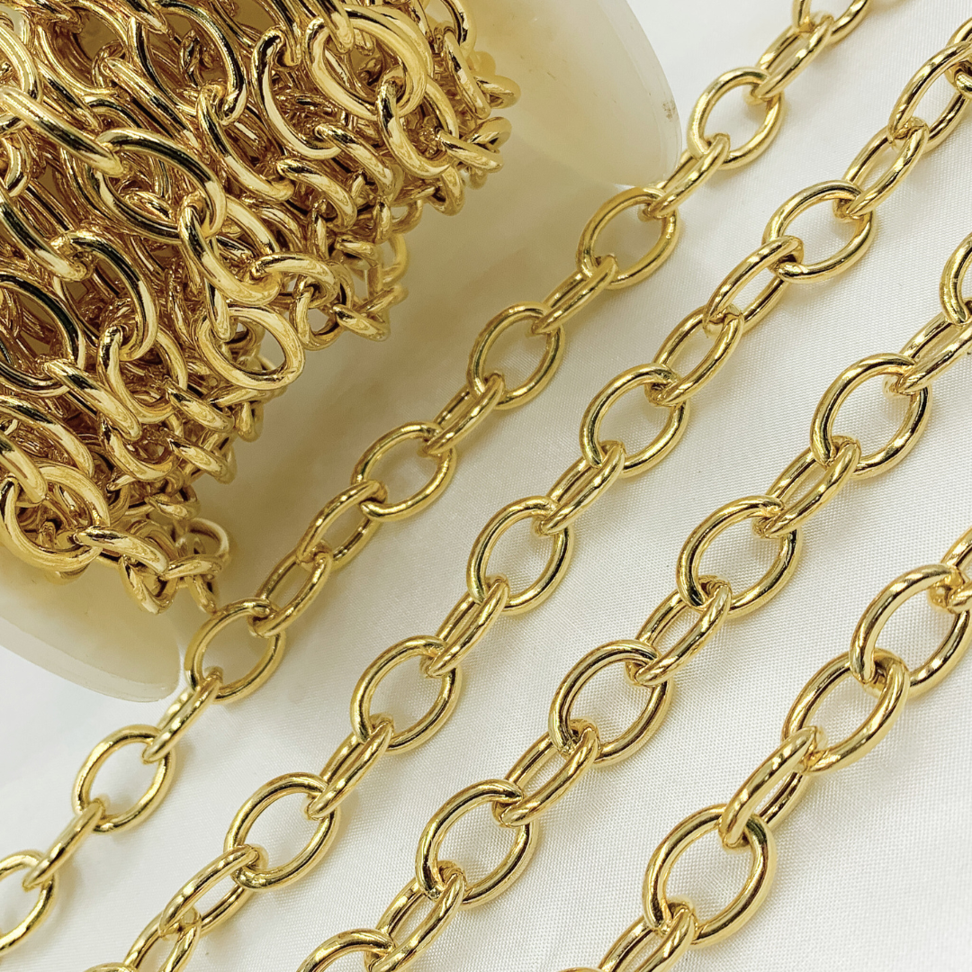 Y100GP. Gold Plated 925 Sterling Silver Smooth Oval Link Chain