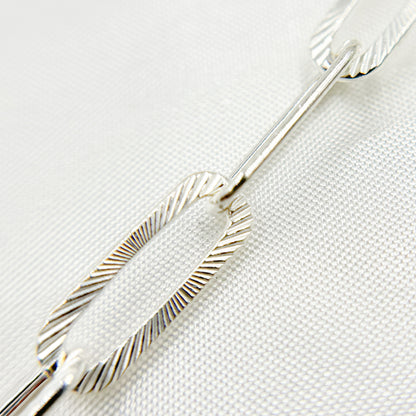 Sterling Silver Flat Textured Paperclip Chain