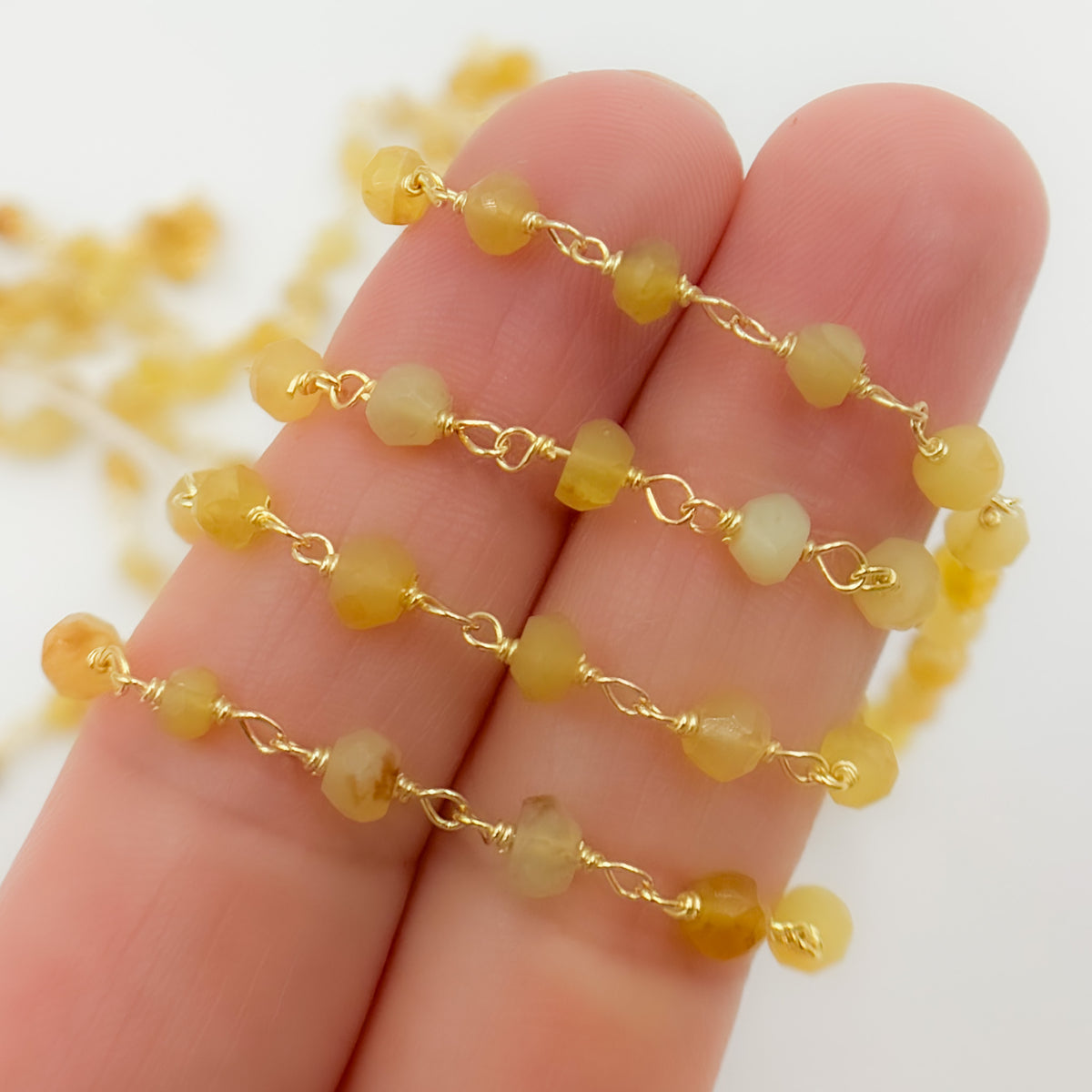 Gold Plated Sterling Silver Yellow Opal Wire Chain