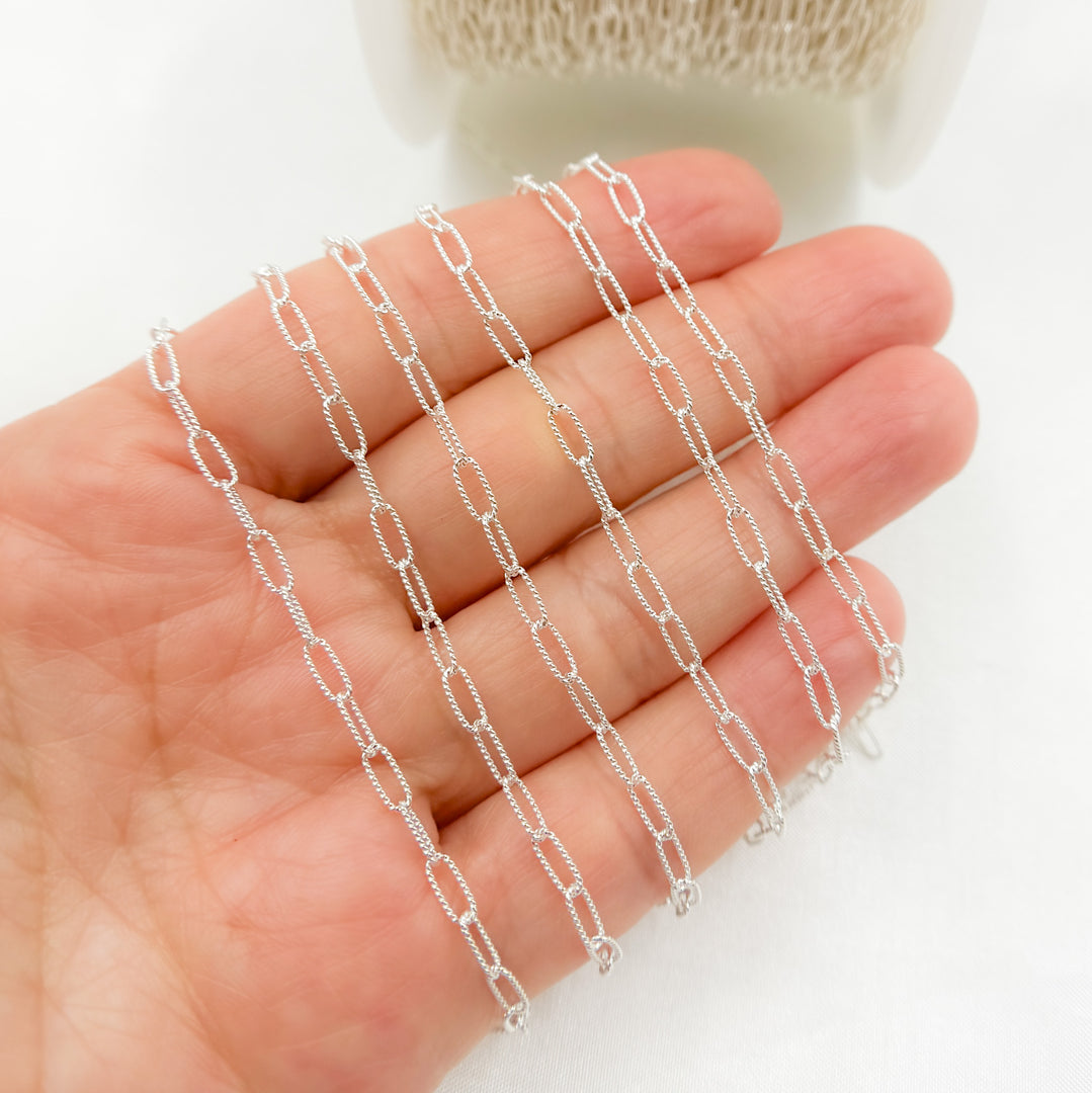 2505TWSS. Sterling Silver Hammered Paperclip Chain