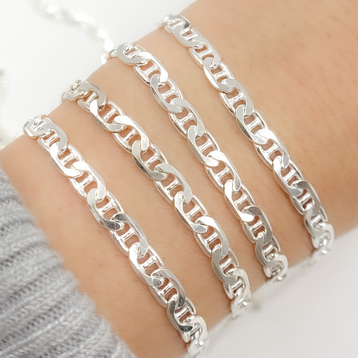 Sterling Silver Flat Marina Link Chain