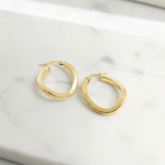 Load image into Gallery viewer, GER93. 14K Hollow Gold Flat &amp; Twisted Hoop Earrings