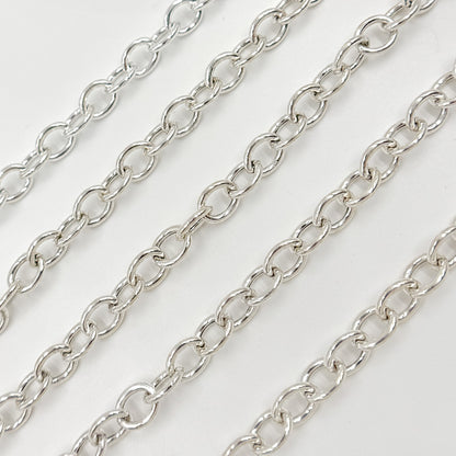  Sterling Silver Smooth Cable Oval Chain