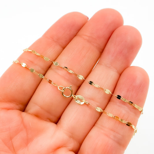 027FV1018K. 18K Solid Gold Flat Marina Chain