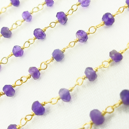 Amethyst Gold Plated 925 Sterling Silver Wire Chain
