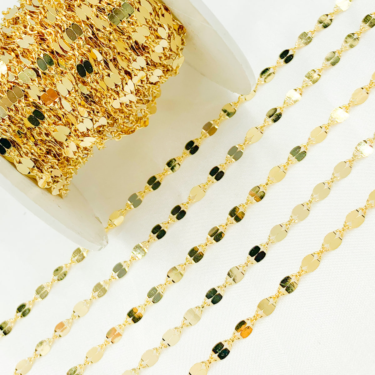 Gold Plated 925 Sterling Silver Flat Marina Link Chain.