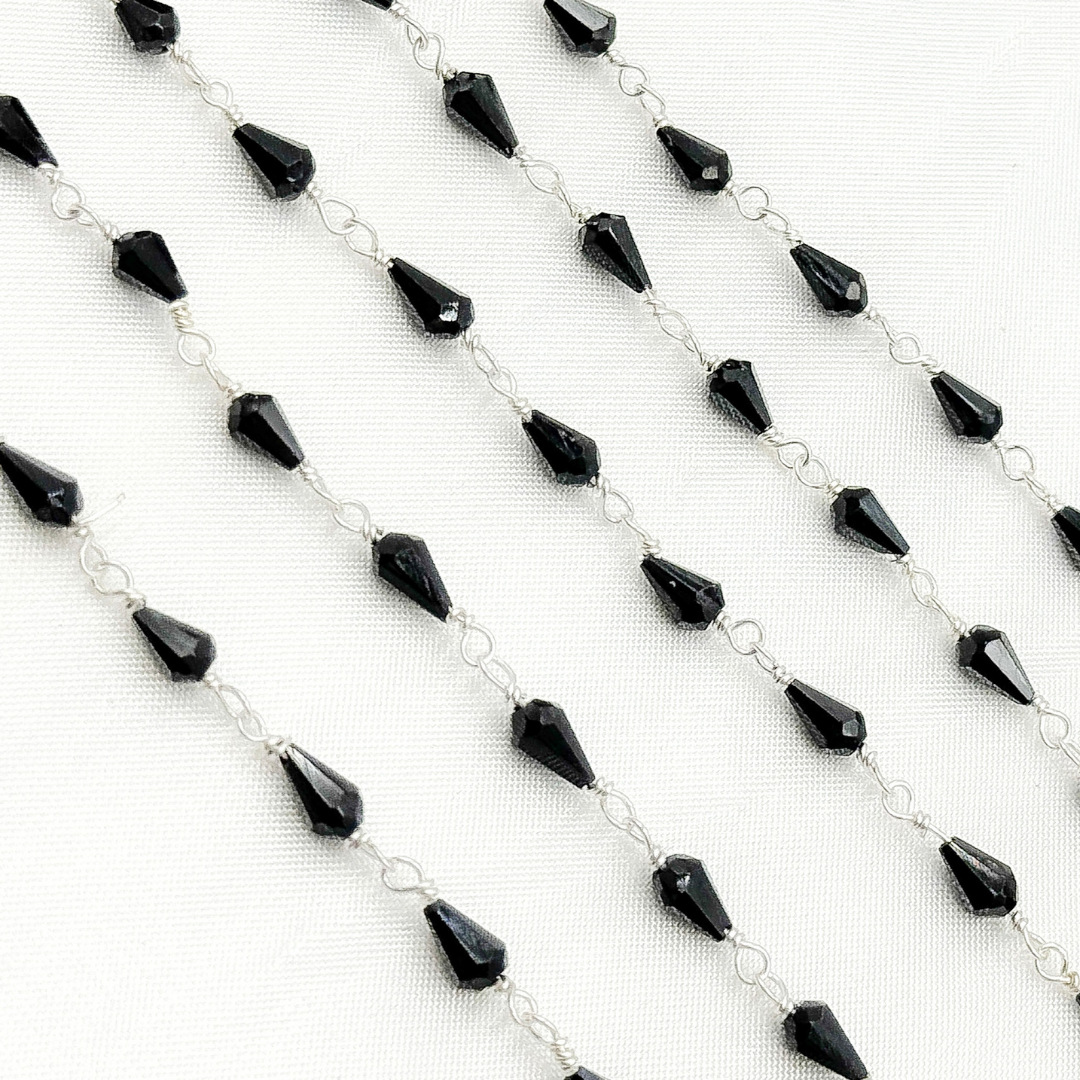 Black Spinel 925 Sterling Silver Wire Chain. BSP9