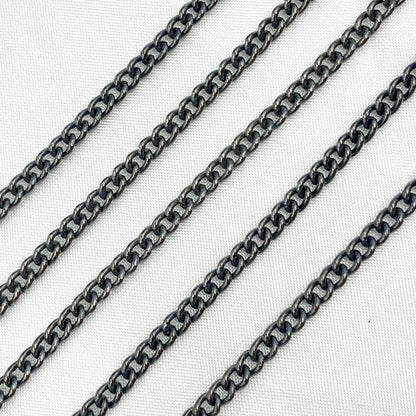 Oxidized Sterling Silver Curb Chain