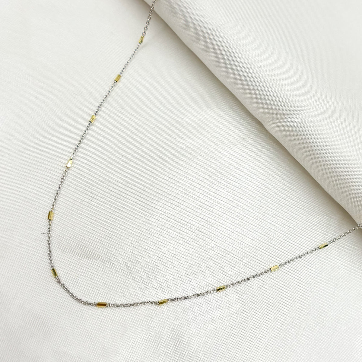 14k Solid Gold Satellite Bars Chain
