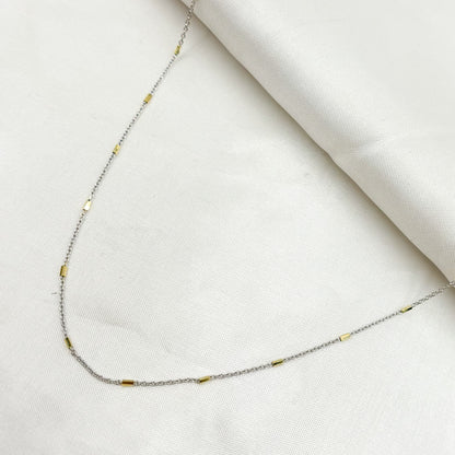 14k Solid Gold Satellite Bars Chain