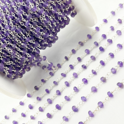 Amethyst 925 Sterling Silver Wire Chain