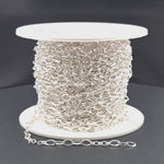 Load and play video in Gallery viewer, V178SS. Sterling Silver Diamond Cut Oval &amp; 5 Flat Round Links Chain
