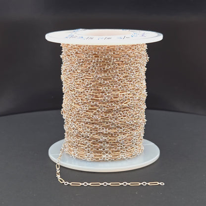 XM/1003K/SP. 14K Gold Filled and Sterling Silver Knurled Link Chain