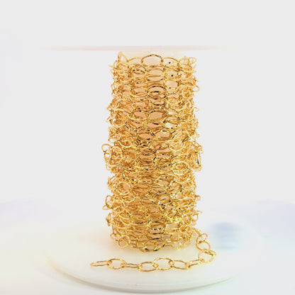 720KGF. 14K Gold Filled Hammered Oval Link Chain