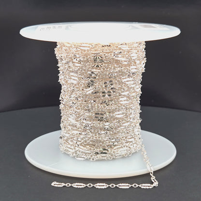163SBSFSS. Sterling Silver Diamond Cut Marina Link Chain
