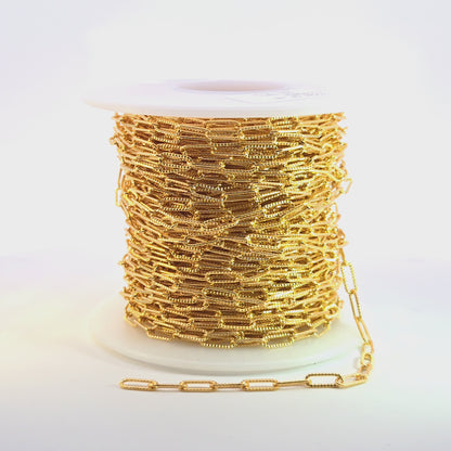 2903LGF. 14K Gold Filled Hammered Paperclip Chain