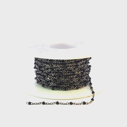 V203BKOX. Sterling Silver Black Color Enamel Chain