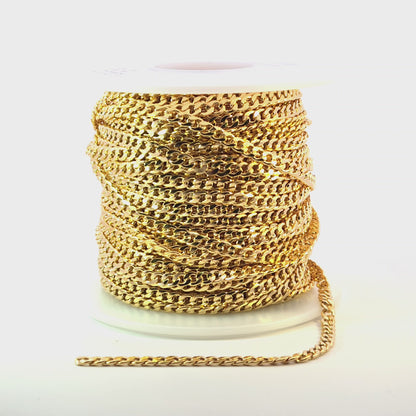 3309CHRGF. Gold Filled Flat Round Shape Curb Chain