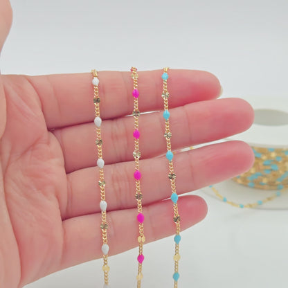 V269ENGF. 14K Gold Filled Enamel Marina Link Chains