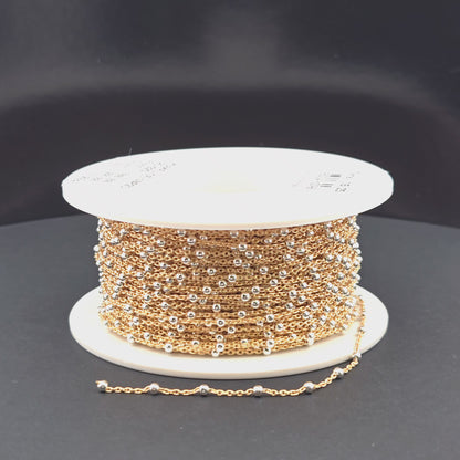 V288TT. Gold Filled with Sterling Silver Beads Satellite Chain