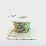 Load and play video in Gallery viewer, V269TURGF. Gold Filled Turquoise Color Enamel Marina Link Chain